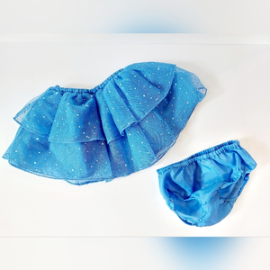 2pc Blue with Silver Glitter 2 tiered‎ tutu and bloomers 18-24 months Gymboree